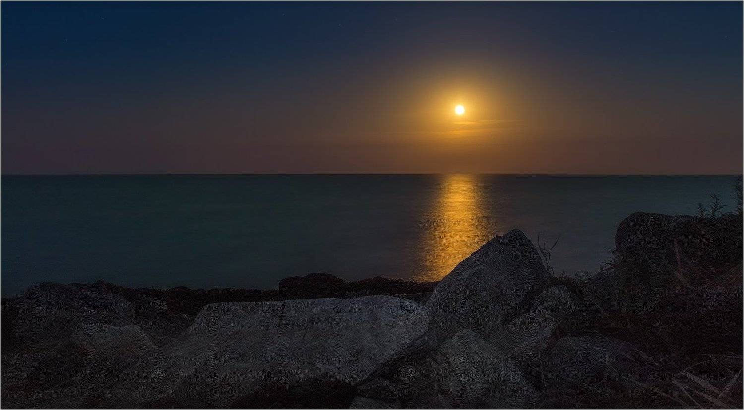 море, вечер, полнолуние,, азов, геническ,, Сергей Шабуневич