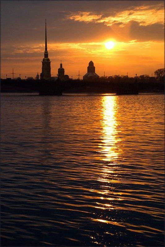 питер, закат, петропавловская крепость про закат фото превью