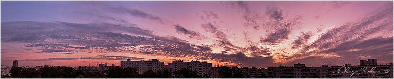 закат, облака, лето, вечер, панорама попивая чаек на московской кухне фото превью