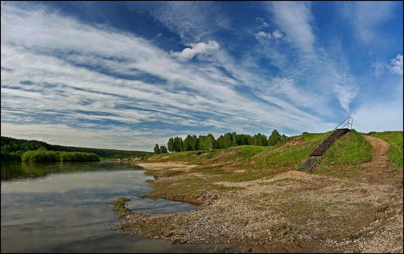 иня, река, берег, лестница, нсо, аня графова Пейзаж с лесенкой фото превью