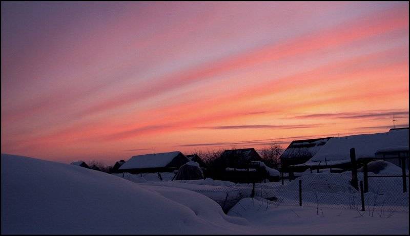 зима, закат, снег, Lelya