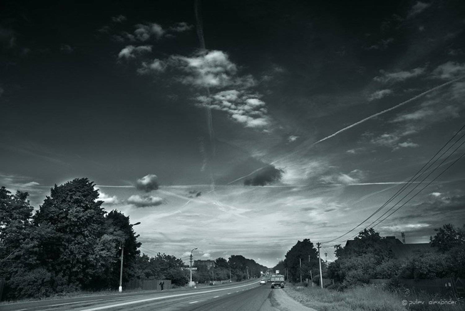 небо,располосованное,подмосковье,дорога, Александр Путев