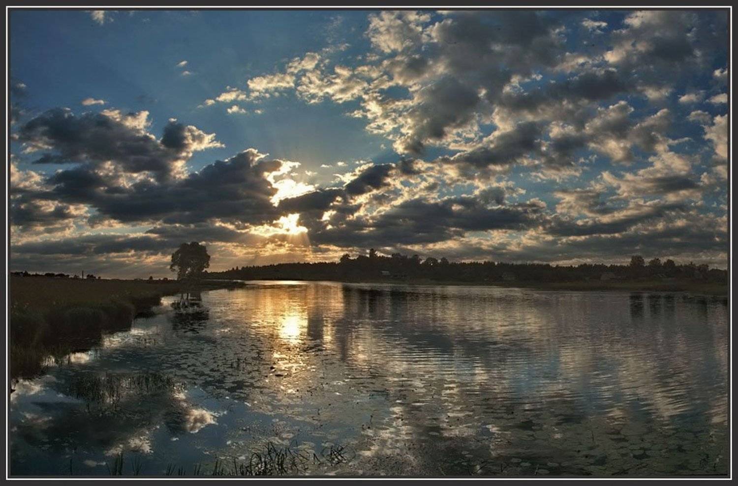 река, лето закат ,облака, Алексей