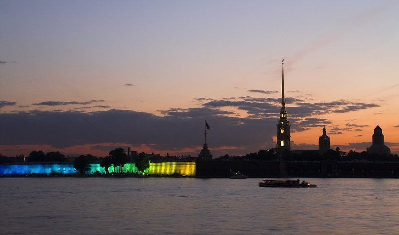 петропавловка, закат, иллюминация *** фото превью
