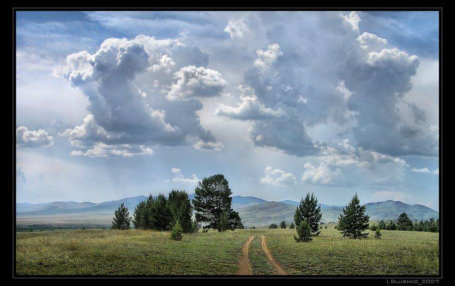 облака, степь, гроза, бурятия, Игорь Глушко