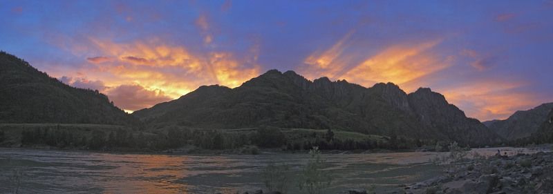 алтай, катунь, закат Лучи заката фото превью