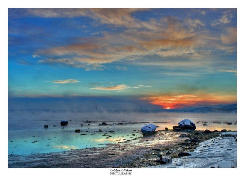 малютин максим, мурманская область, белокаменка, зима, мороз Восход Заполярного солнца фото превью