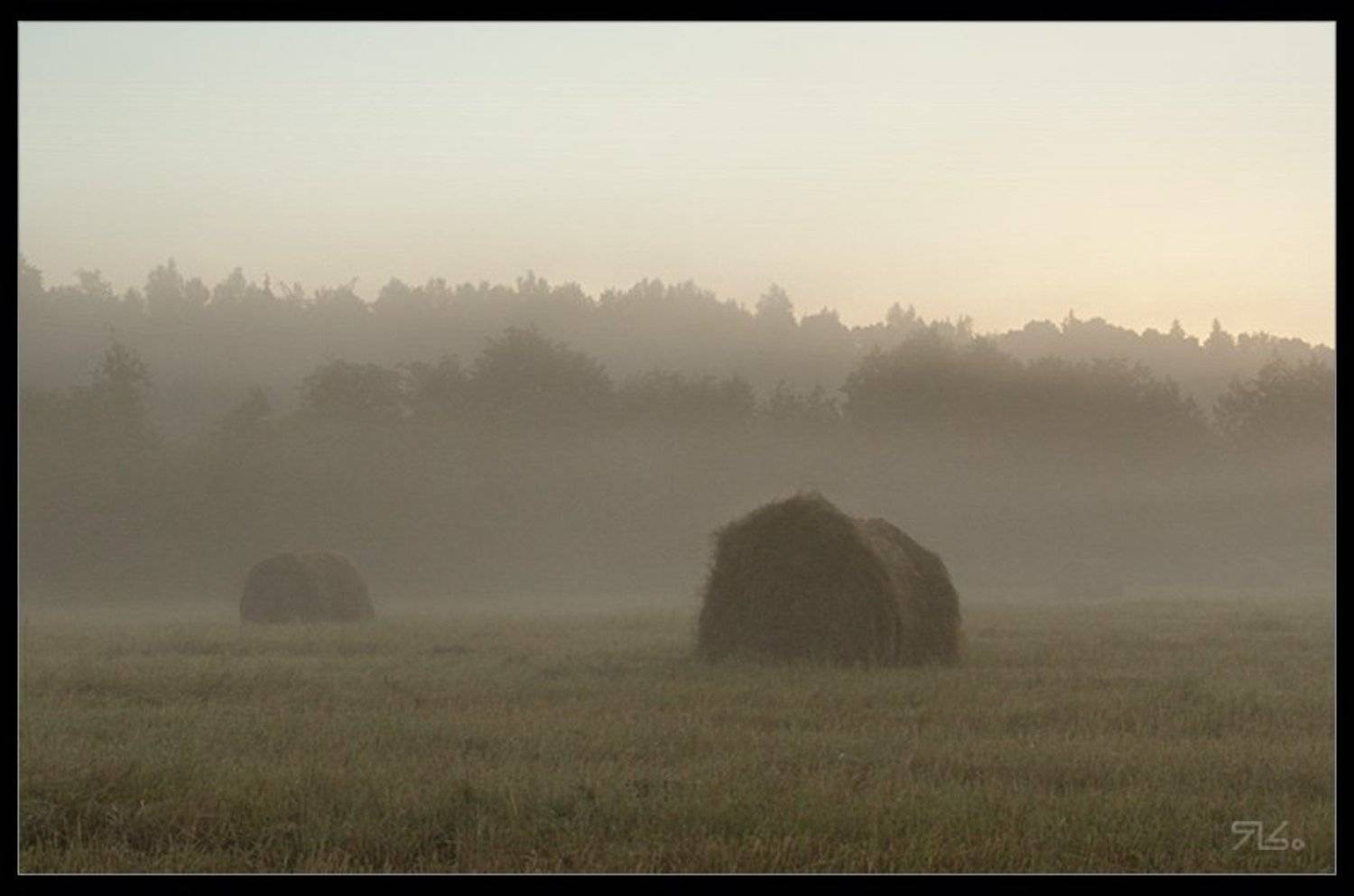 утро, сено, солома, рассвет, тюки, Константин Янситов
