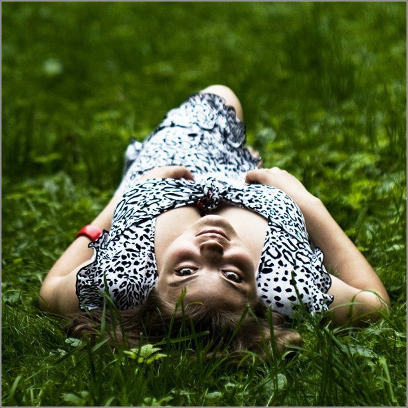 трава, треугольник, глаза, зелень, портрет .Треугольник фото превью