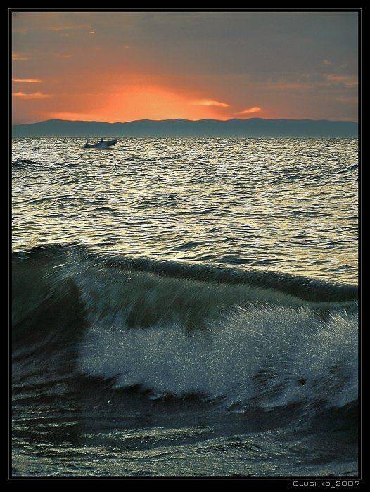 байкал, закат, море, волна, Игорь Глушко