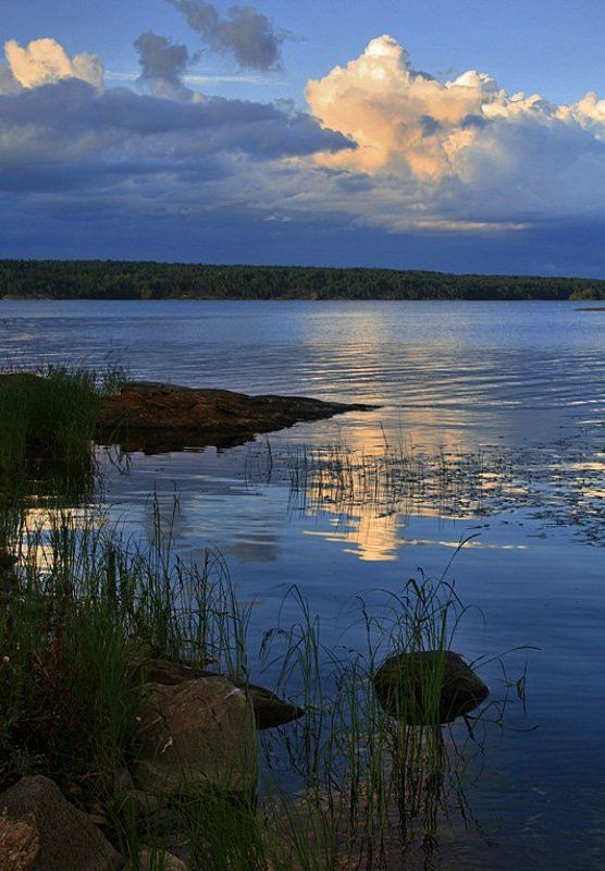 ладога, остров, небо, камни, облака **** фото превью