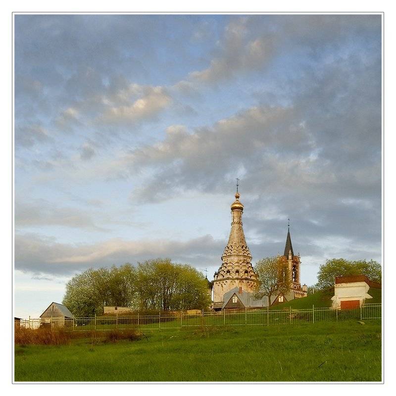 вечер, подмосковье, сельская, церковь, Евгений Гаганов