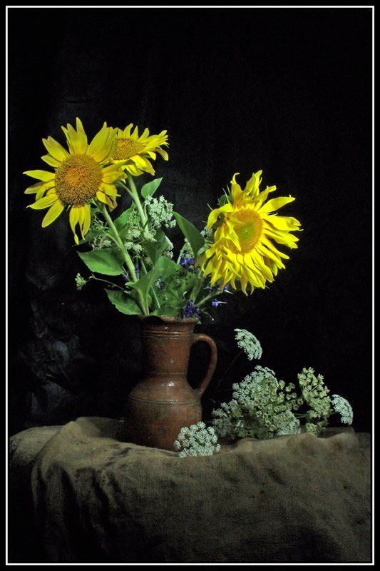 световая кисть, натюрморт, подсолнухи Этюд с подсолнухами фото превью