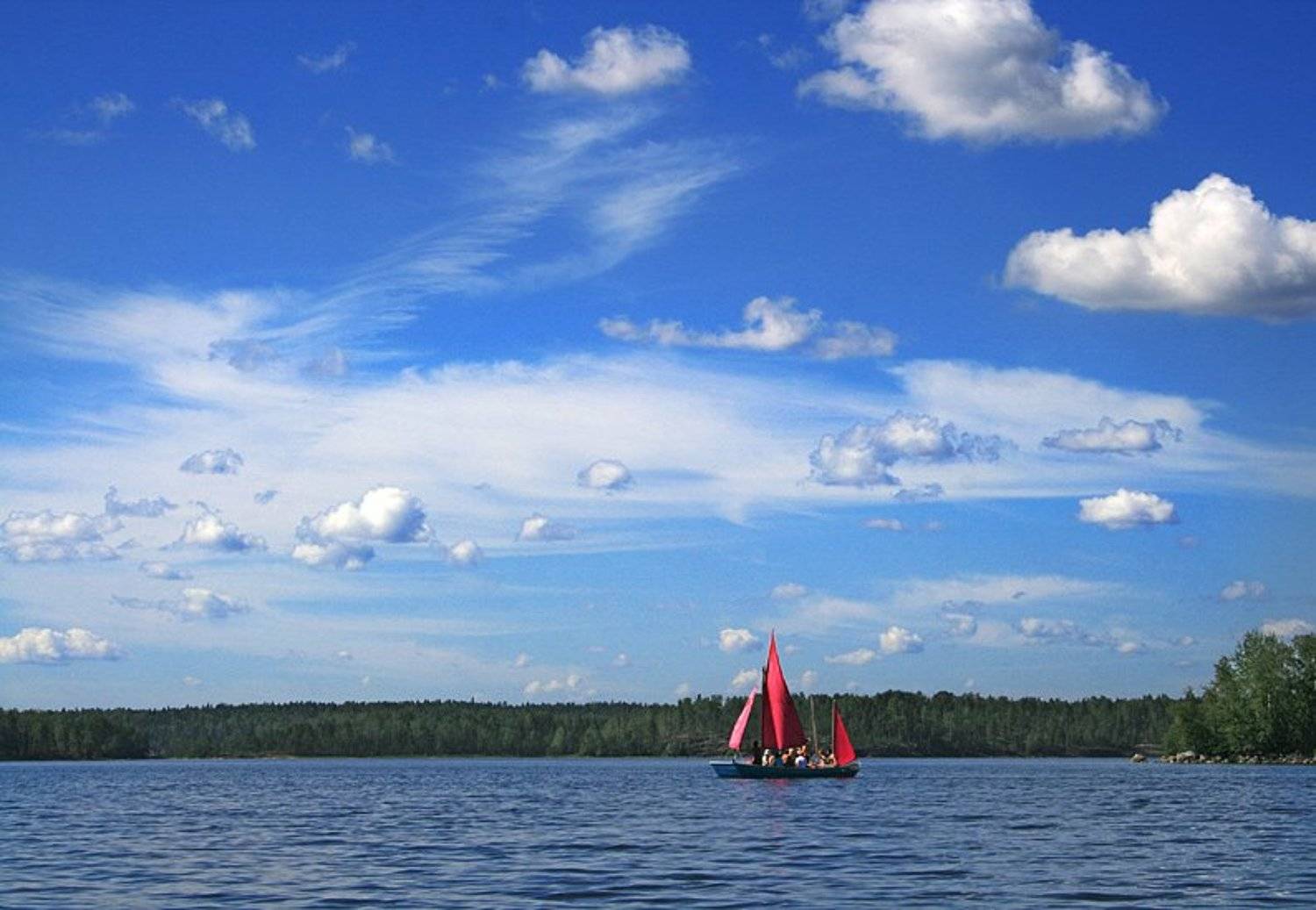 ладога, парус, вода, небо, Бома Дзин