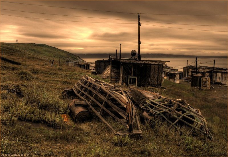 чукотка, лаврентия, причал № 27, остовы лодок, chukotka, lavrentiya, hdr Осенний этюд фото превью