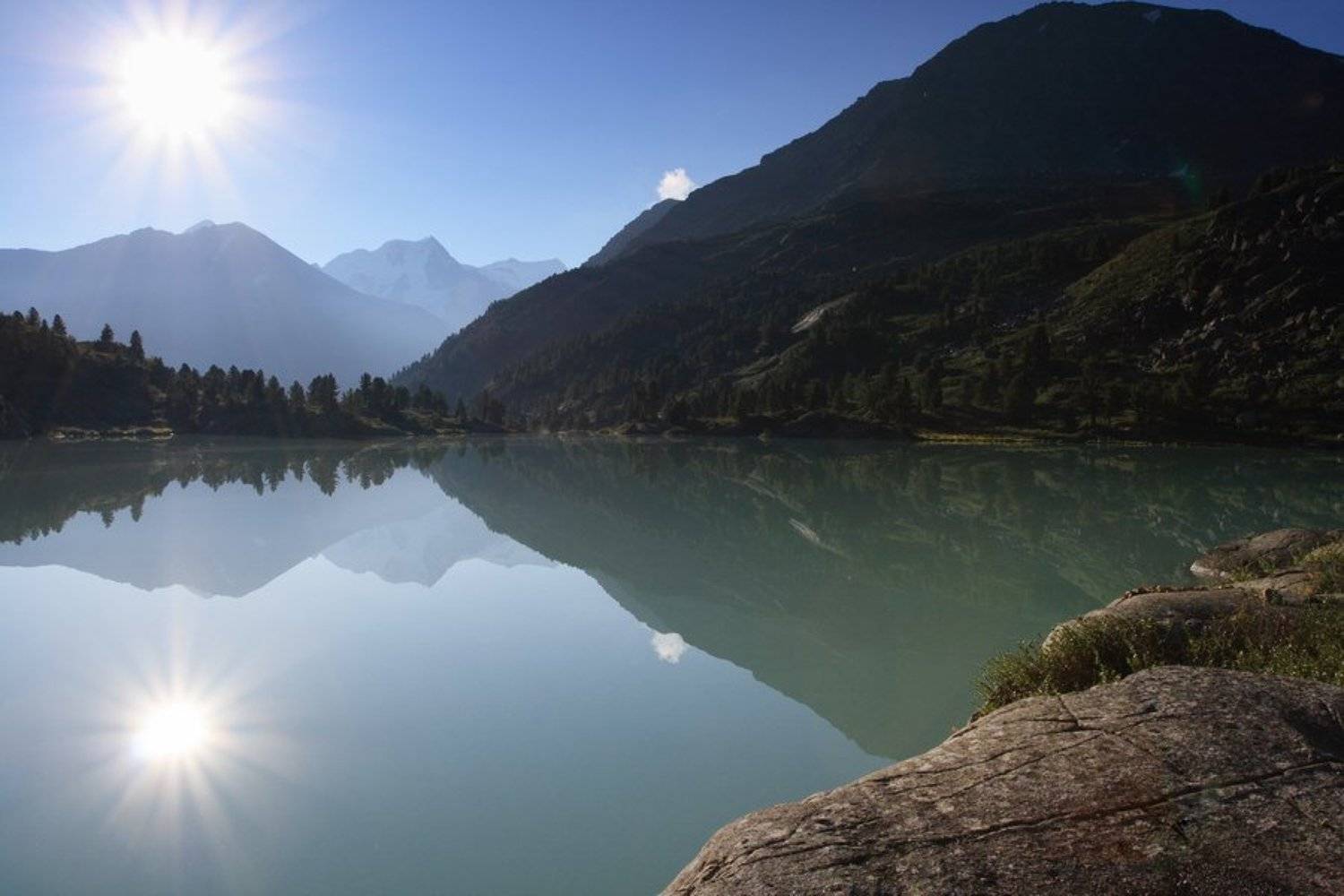 алтай, озеро, дарашколь, утро, солнце, отражение, Олег Шубаров