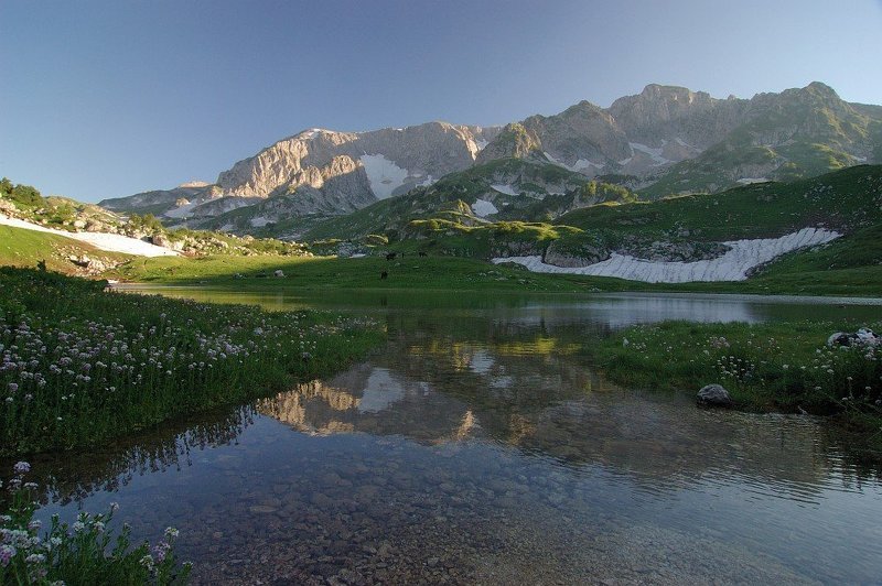 пейзаж, горы, закат, адыгея, озеро Утро на озере Псено-дах фото превью