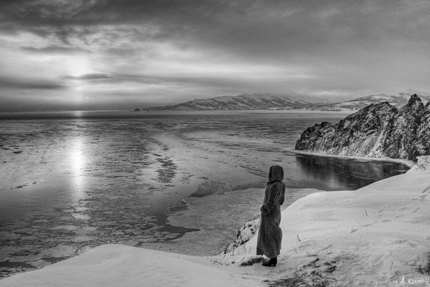 магадан колыма море закат solitude девушка одиночество, A.Krasnoff