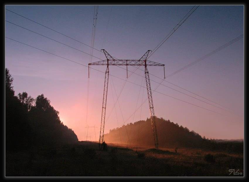 рассвет, лэп, просека, лес, лесок, Константин Янситов