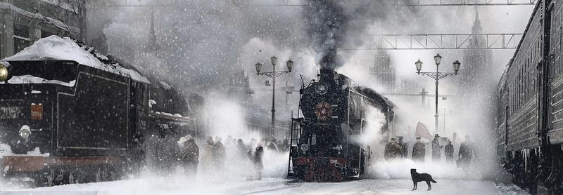 высотки, монорельс, зима, люди, собака, паровоз Зима (чужая жизнь...) фото превью