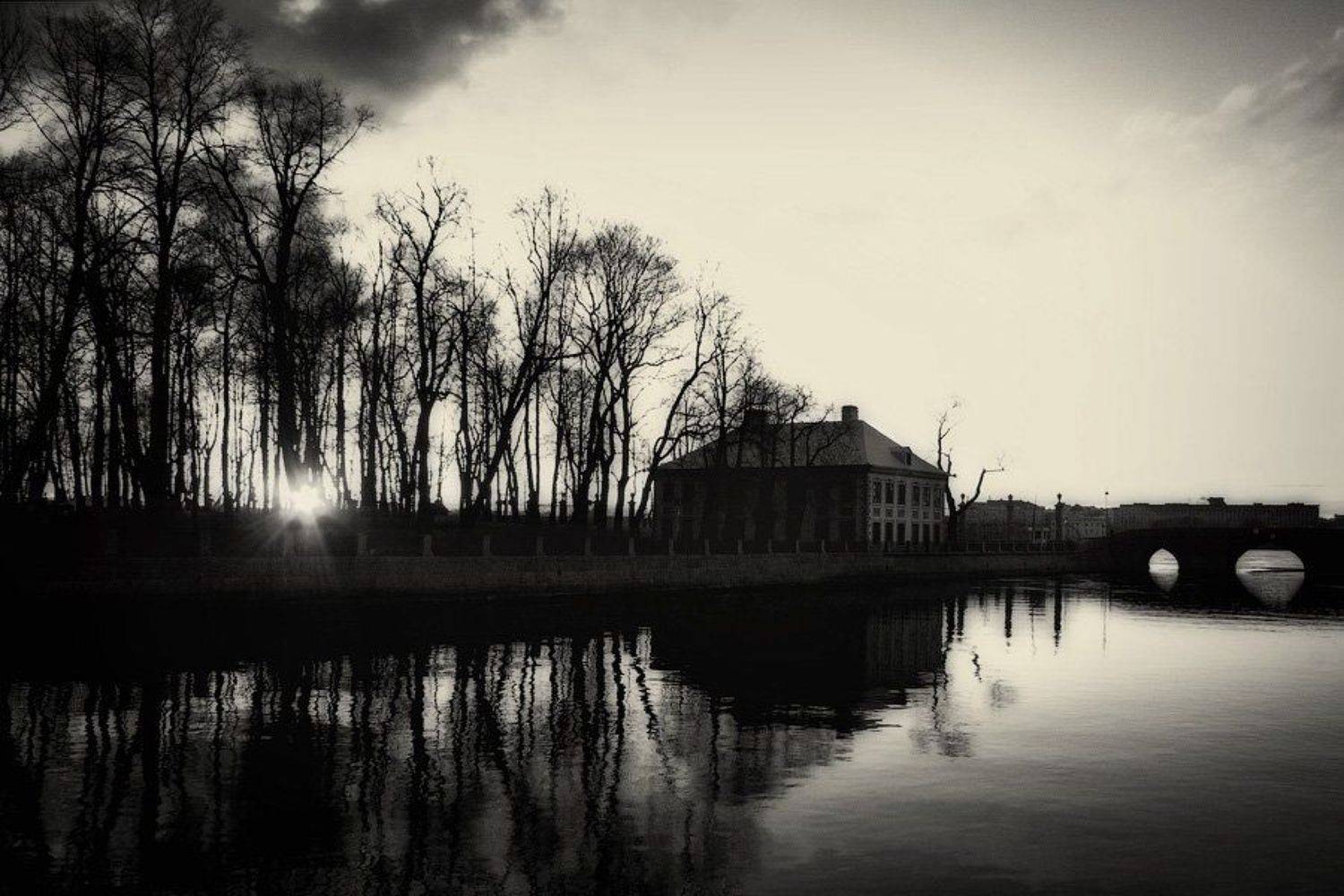 город, фонтанка, река, вода, отражение, вечер, закат,  санкт-петербург, здание, архитектура, дерево, сад, парк, мост, dyadyavasya, Дмитрий Шамин