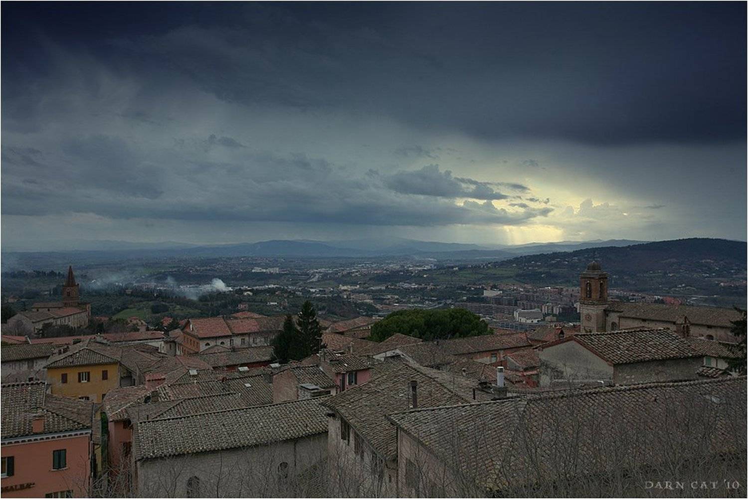 перуджа, город, небо, тоскана, италия, Darn Cat