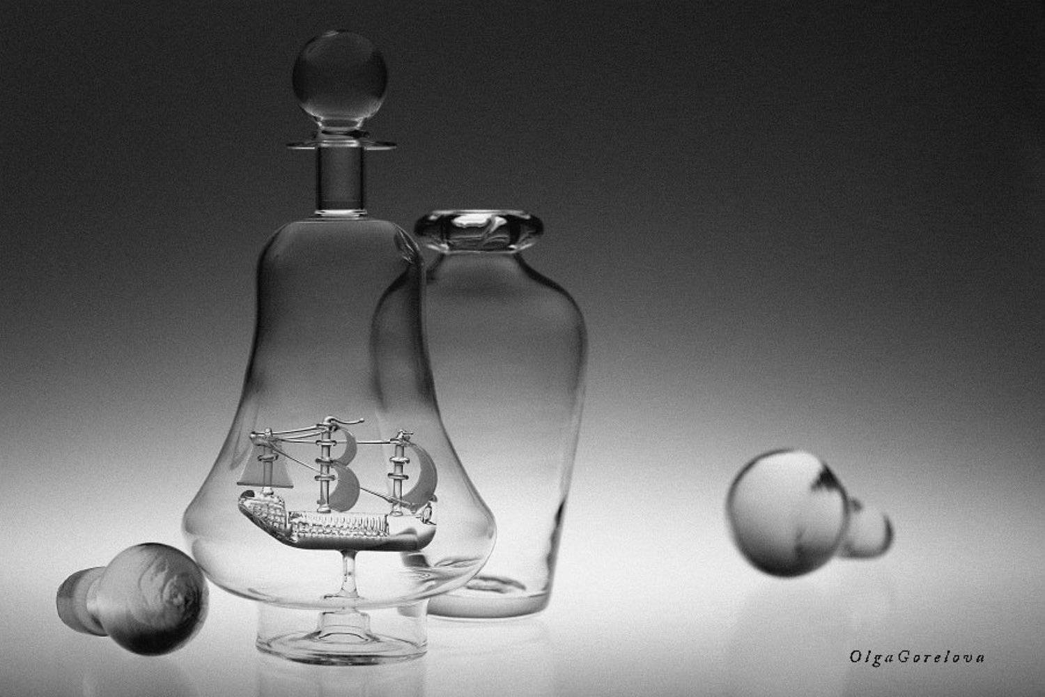 фото, чб, стекло, натюрморт, Ольга Горелова