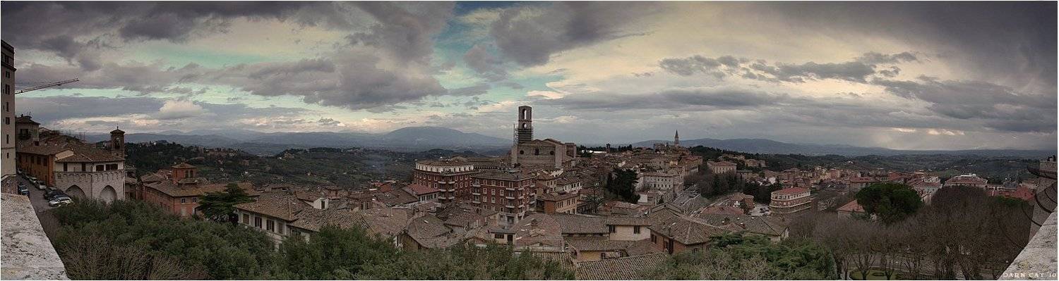 перуджа, город, небо, тоскана, италия, Darn Cat