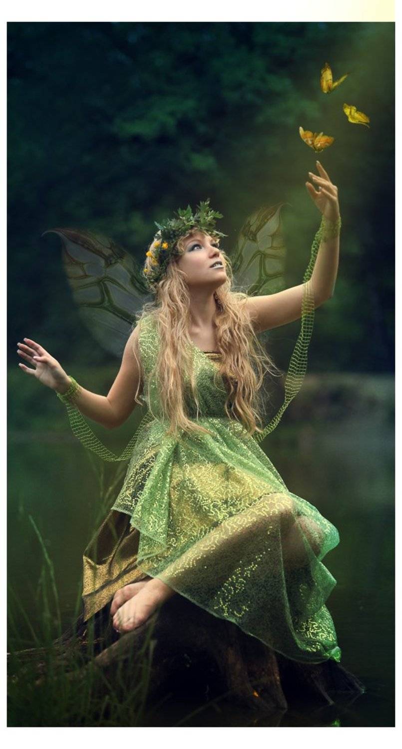 нимфа, девушка, лет, волшебство, бабочки, nadima