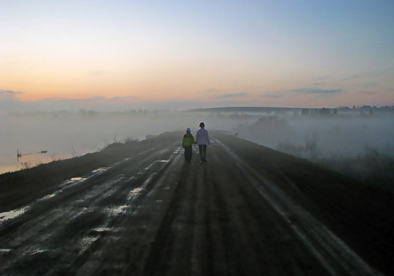 туман,дорога,двое,закат,удмуртия, Андрей,любитель 35photo