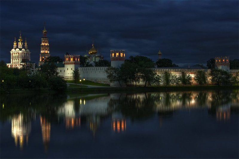 озеро, вечер, закат, отражения, острова, пейзаж, деревья, лодка Отражения 3 фото превью