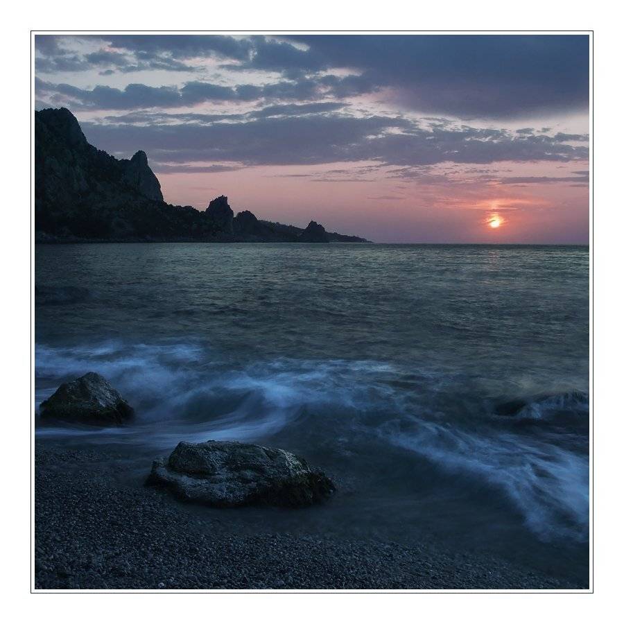 утро, пейзаж, крым, море, волны, камни, небо, солнце, Oleg Dmitriev