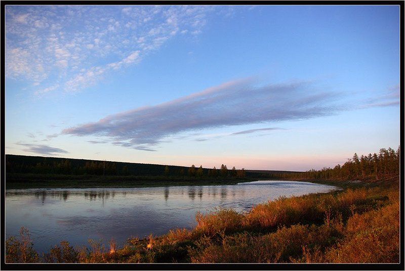 река, тайга, ночь Белая ночь фото превью