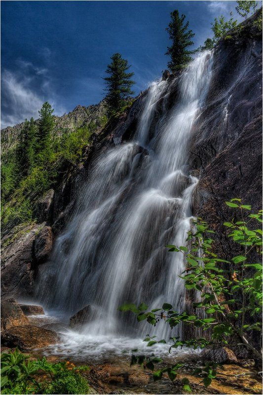 пейзаж, водопад, горы, западные, саяны Водопад \