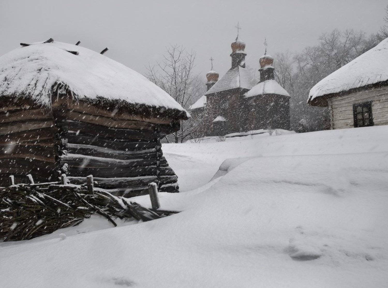 пирогово, зима, метель, снег, Михаил Мочалов