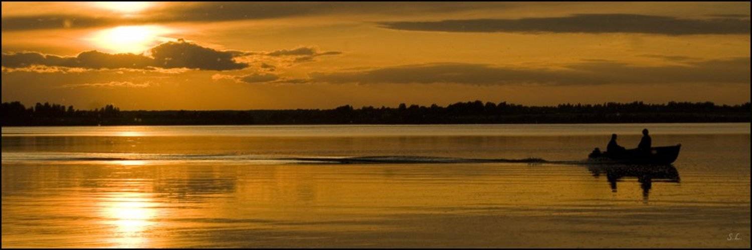 лодка, закат, Slaura