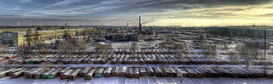 гаражи, зима, промзона, панорама, Андрей Трубчанин