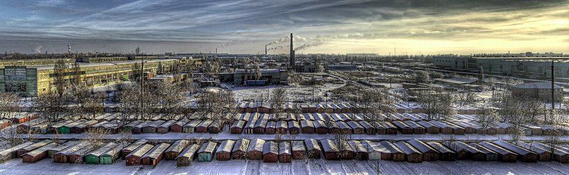 гаражи, зима, промзона, панорама ЧучОва фото превью
