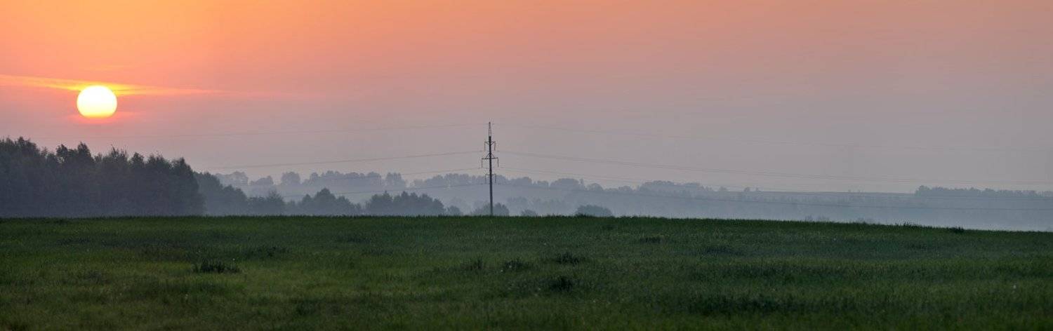 восход, рассвет, солнце, поле, утро, пейзаж, панорама, Динара