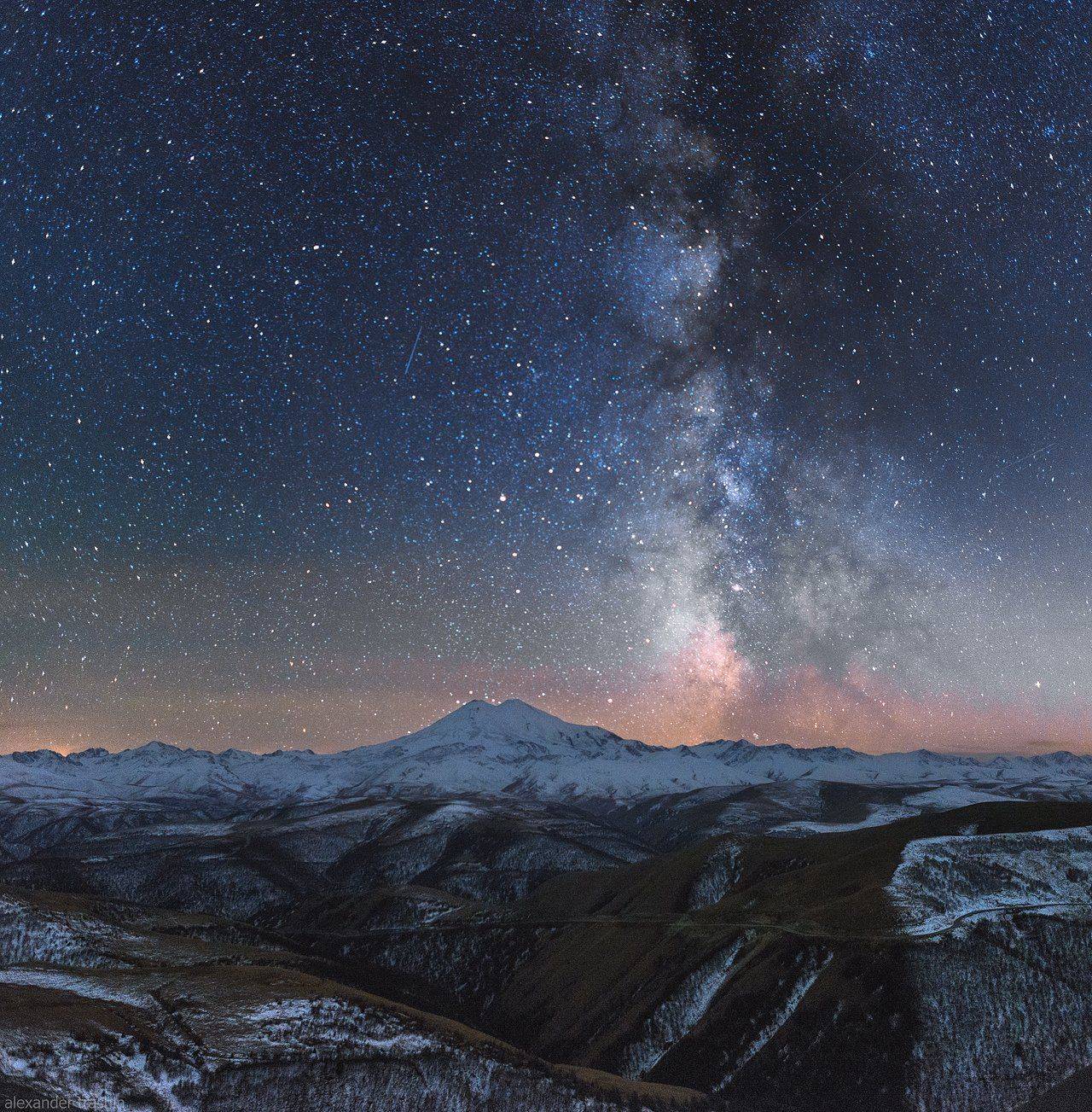 кавказ, северный кавказ, приэльбрусье, северное приэльбрусье, эльбрус, млечный путь, Александр Трашин