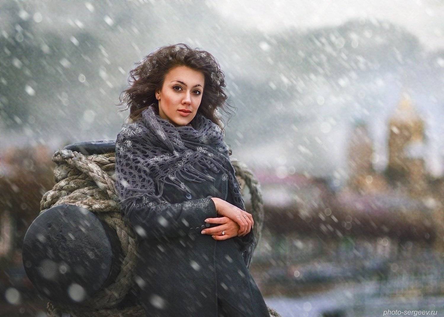 девушка, питер, зима, снег, пленэр, Александр Сергеев