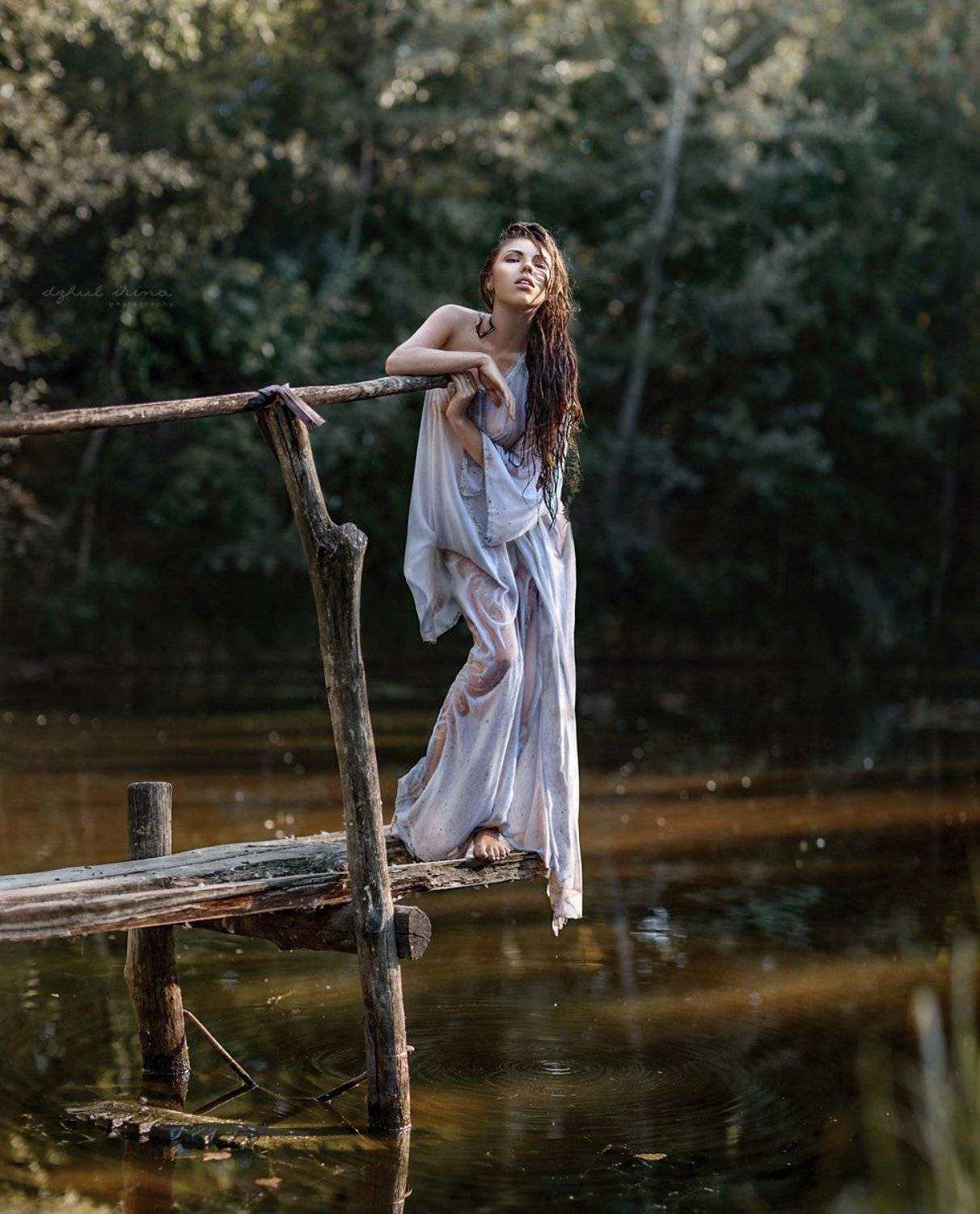 girl portreit people lake water dress white, Ирина Джуль
