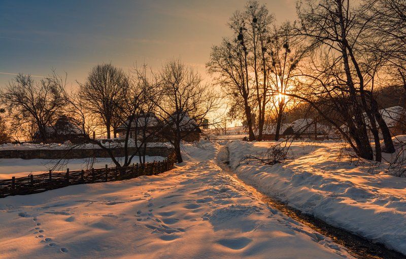 Хутор на закате фото превью