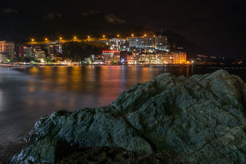 Черногория, Montenegro, Рафаиловичи, Rafailovici, Море, Sea, ночь, night Night фото превью