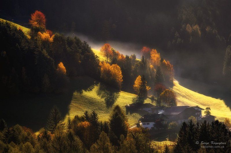 dolomiti, autumn, light, red, yellow, sunlit, mountains Mountains. Autumn. Light фото превью