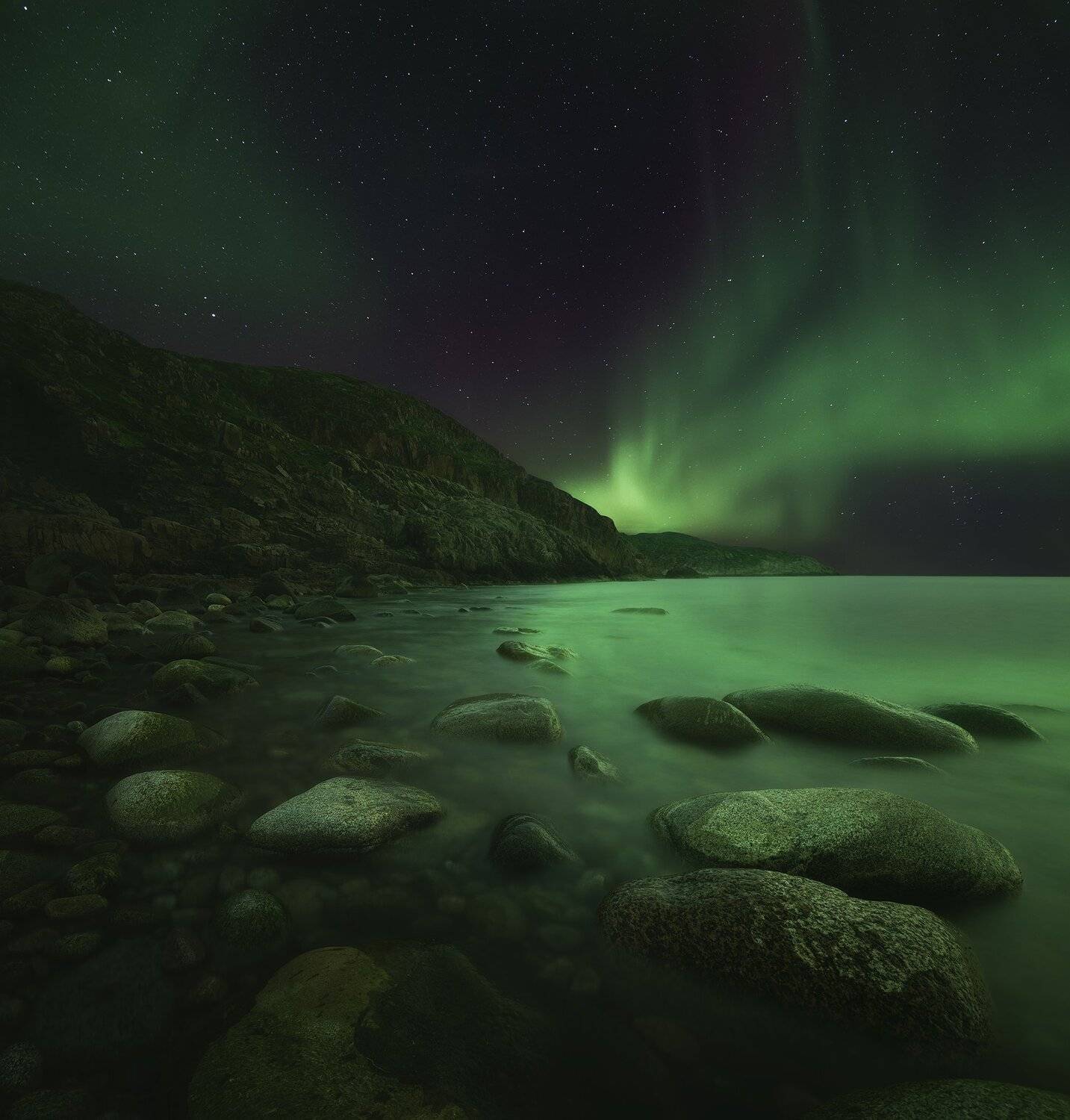 Северное сияние, Кольский полуостров, Териберка, aurora borealis, Васильев Алексей