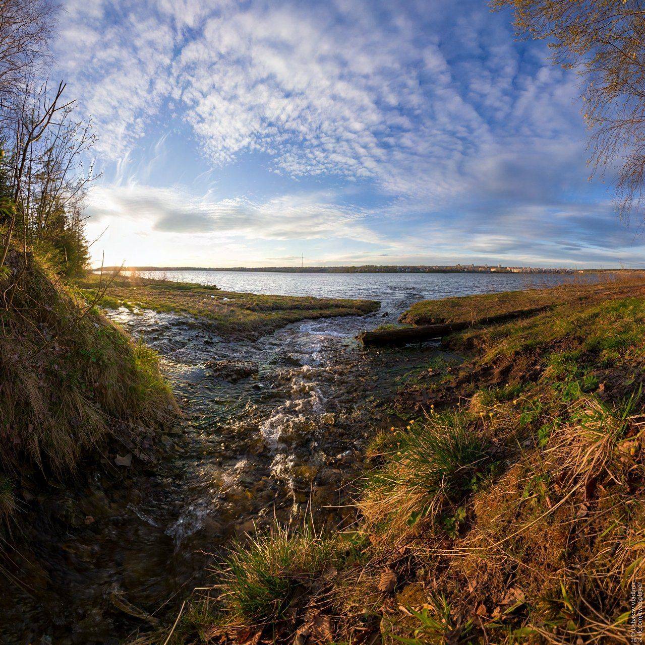 весна, вечер, закат, Сёминский пруд, Березники, Пермский край, Владимир Ушаков