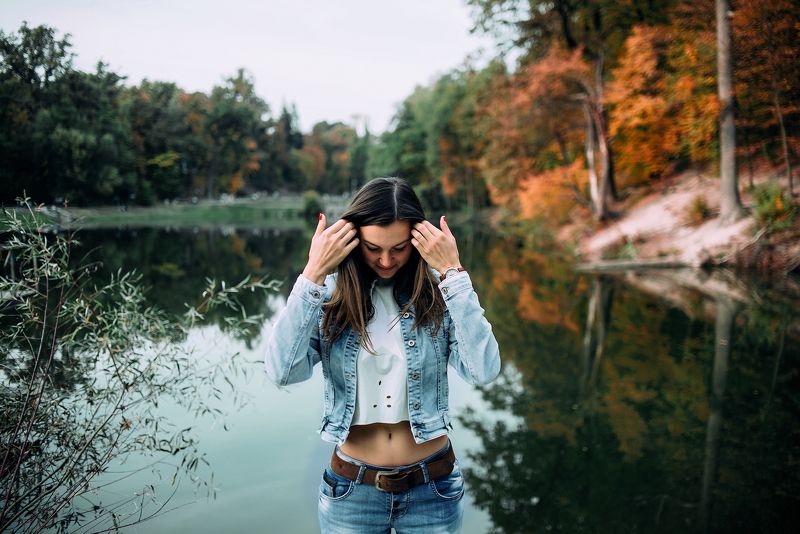 портрет, девушка, осень, киев, озеро, красивая, милая Юля фото превью