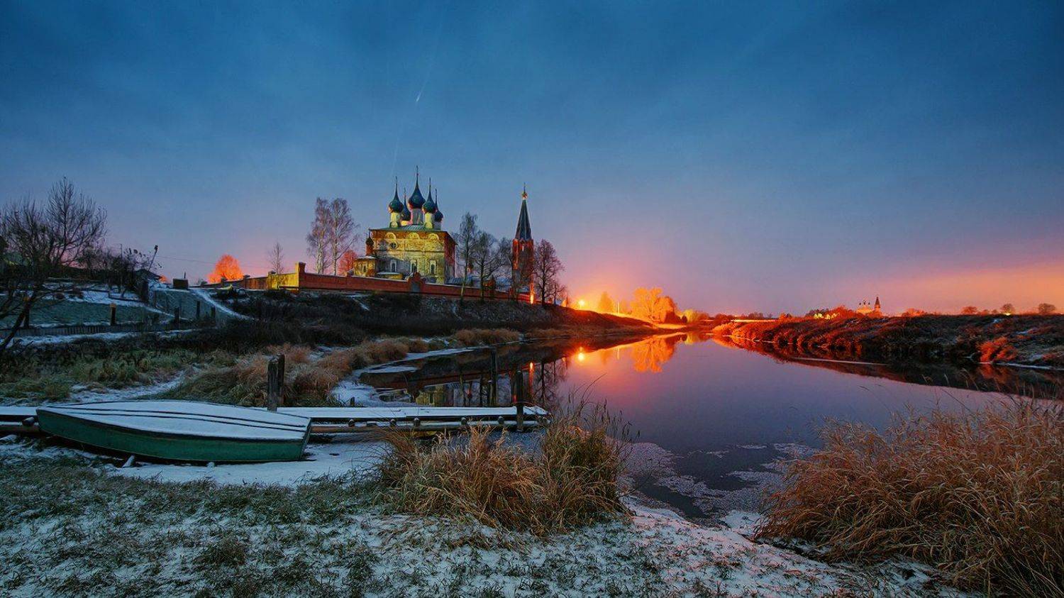 утро, дунилово, рассвет, пейзаж, природа, лодка, river, осень, ноябрь, autumn, nature, landscape, Олег Белый