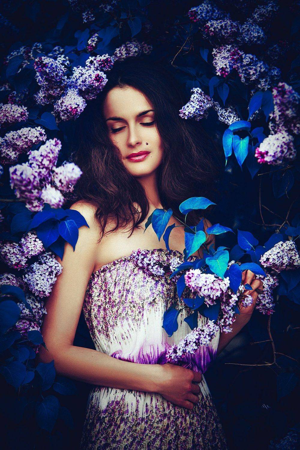 woman, portrait, flowers, Руслан Болгов (Axe)